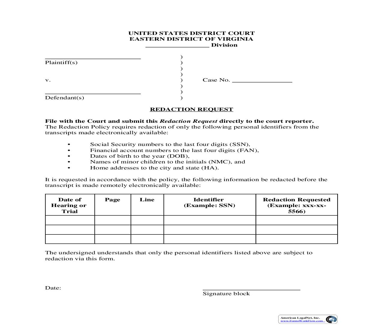 Redaction Request | Pdf Fpdf Doc Docx | Virginia