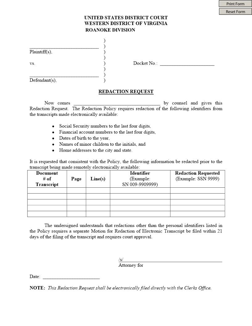 Redaction Request | Pdf Fpdf Docx | Virginia