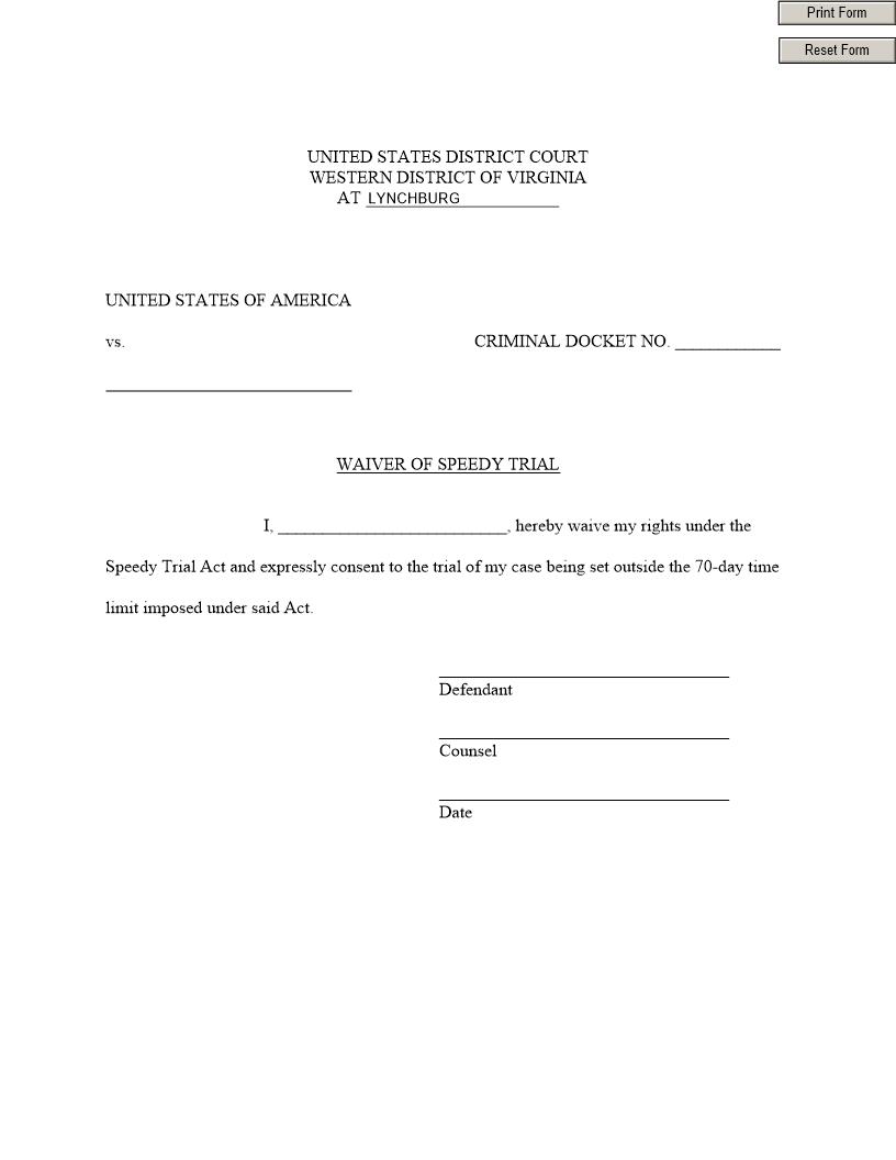 Waiver Of Speedy Trial | Pdf Fpdf Docx | Virginia