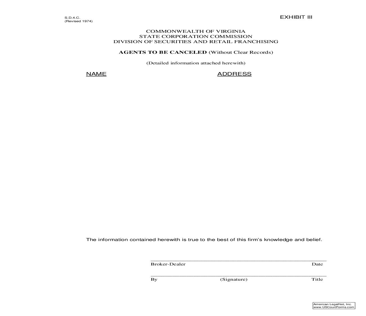 Agents To Be Canceled (Without Clear Records) {S.D.4.C.} | Pdf Fpdf Doc Docx | Virginia