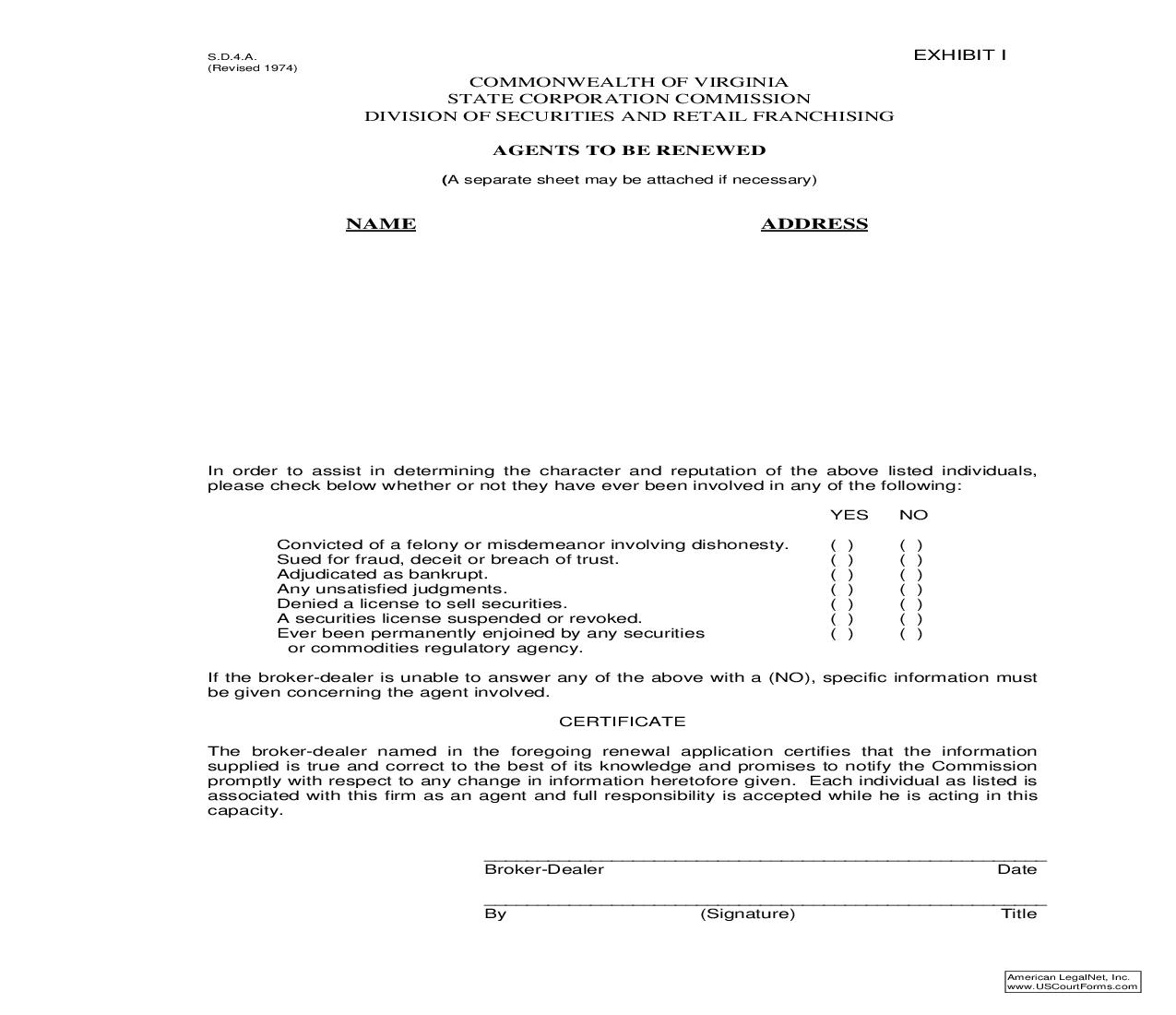 Agents To Be Renewed {S.D.4.A.} | Pdf Fpdf Doc Docx | Virginia