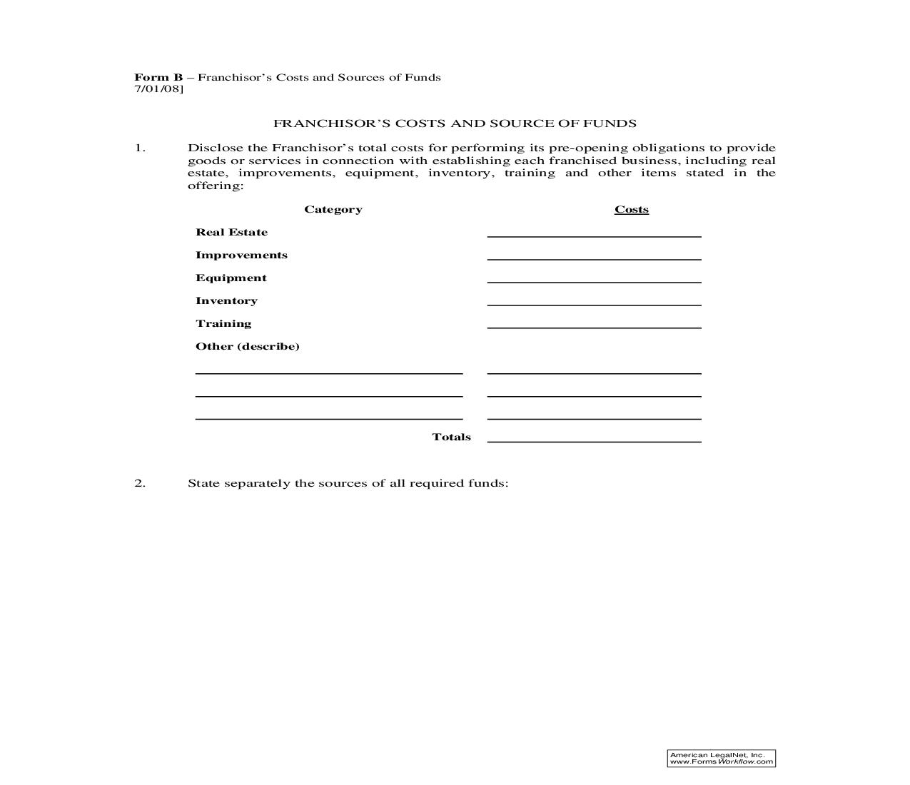 Franchisors Costs And Sources Of Funds {B} | Pdf Fpdf Doc Docx | Virginia