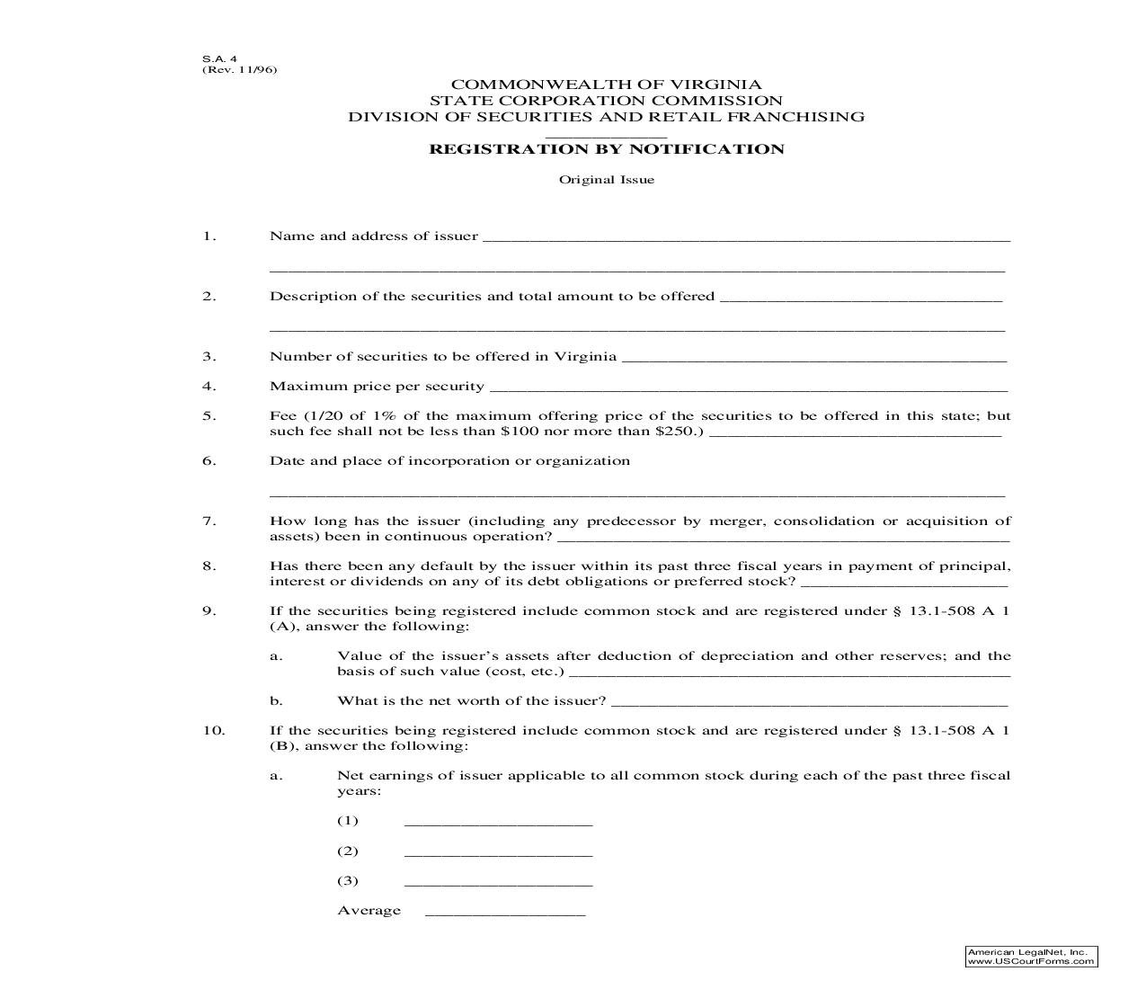 Registration By Notification (Original Issue) {S.A. 4} | Pdf Fpdf Doc Docx | Virginia