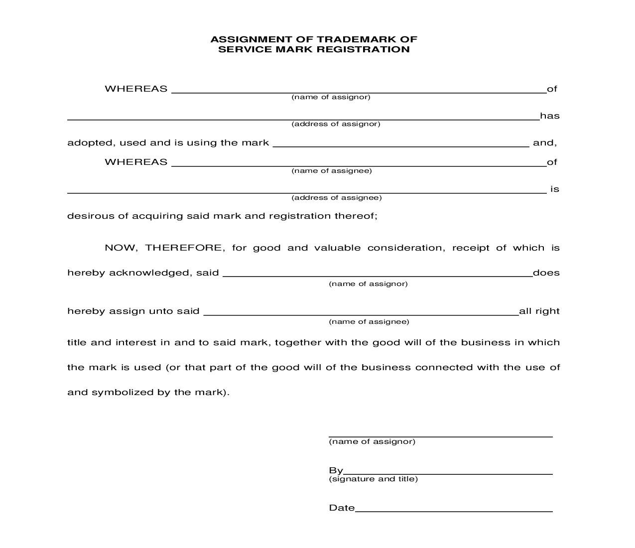 Assignment Of Trademark Of Service Mark Registration | Pdf Fpdf Doc Docx | Virginia