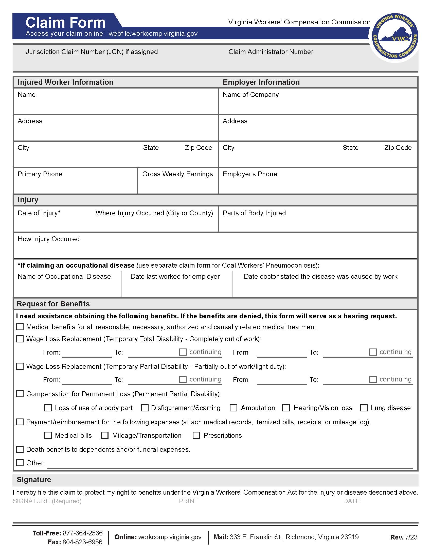 Claim Form | Pdf Fpdf Docx | Virginia