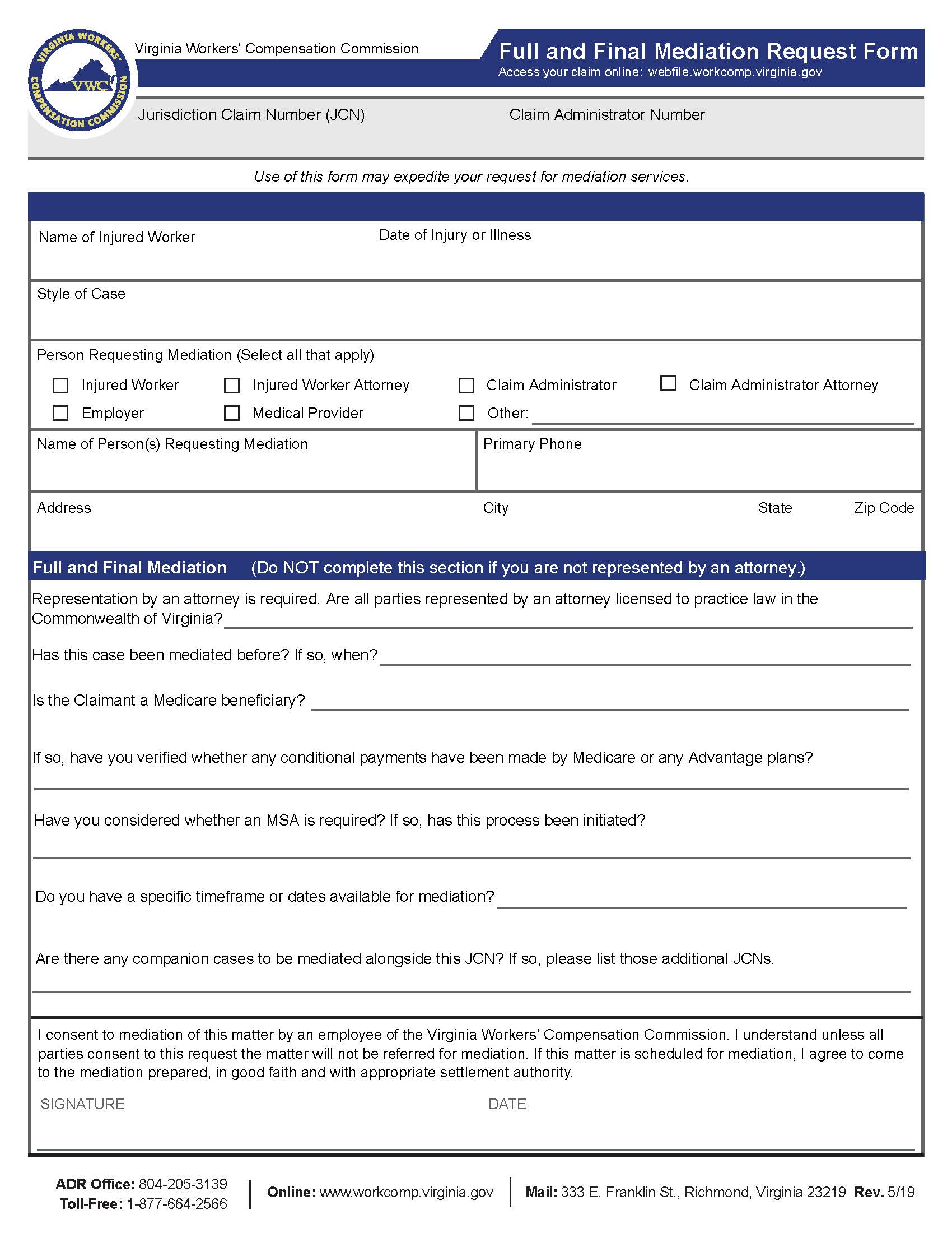 Full And Final Mediation Request | Pdf Fpdf Docx | Virginia
