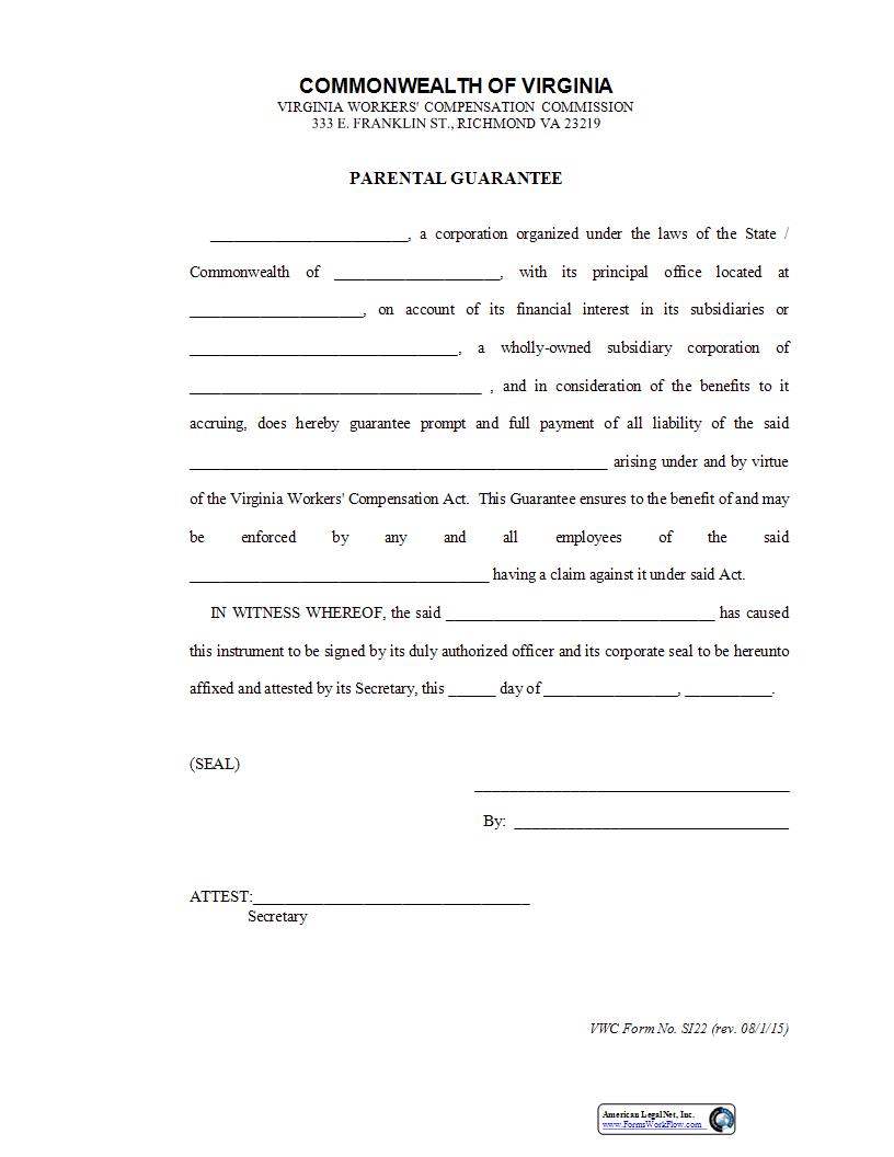 Parental Guarantee {22} | Pdf Fpdf Docx | Virginia