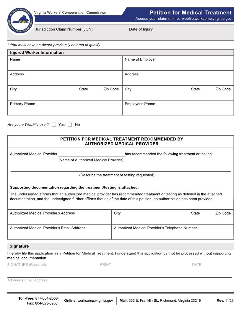 Petition For Medical Treatment | Pdf Fpdf Docx | Virginia