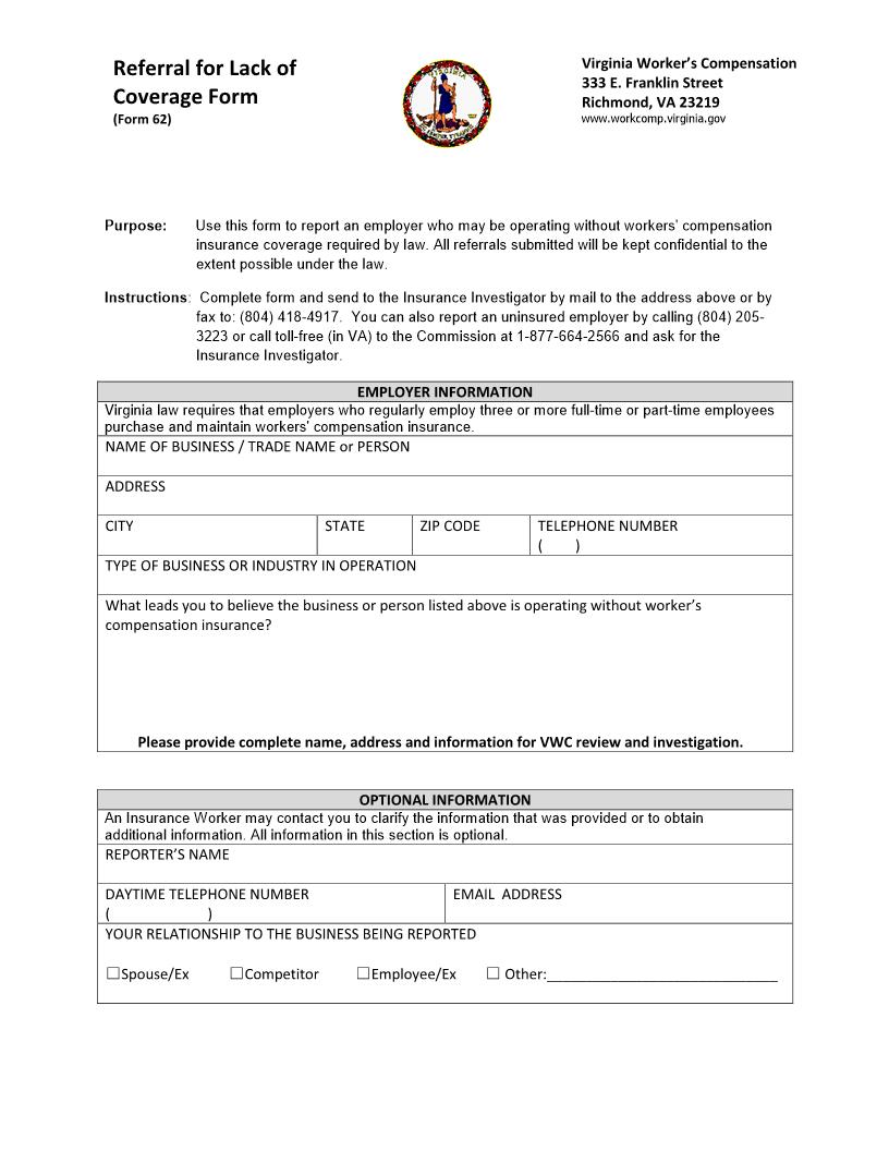 Referral For Lack Of Coverage | Pdf Fpdf Docx | Virginia