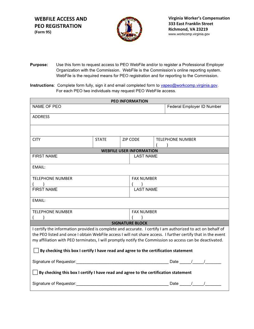 Webfile Access And PEO Registration | Pdf Fpdf Docx | Virginia