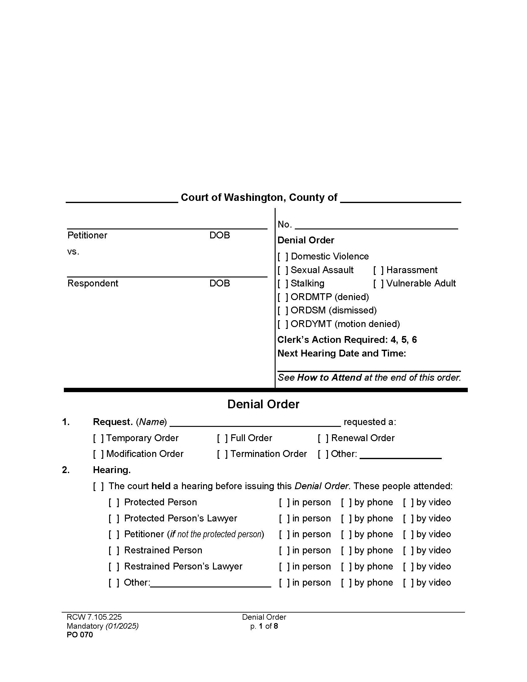 Denial Order {PO 070} | Pdf Fpdf Doc Docx | Washington