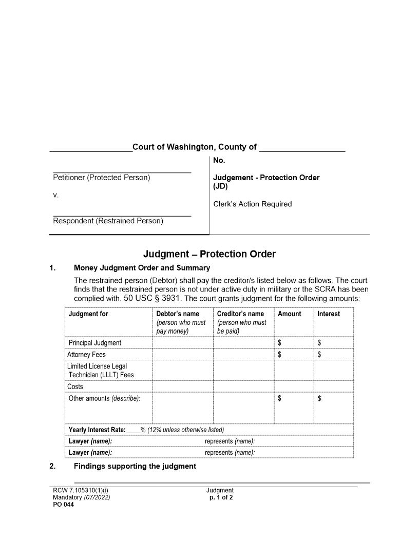 Judgment {PO 044} | Pdf Fpdf Doc Docx | Washington