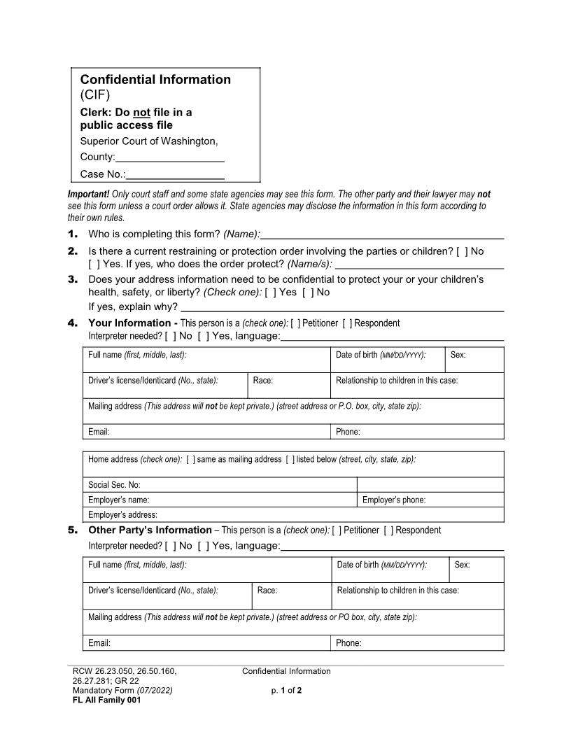 Confidential Information {001} | Pdf Fpdf Doc Docx | Washington