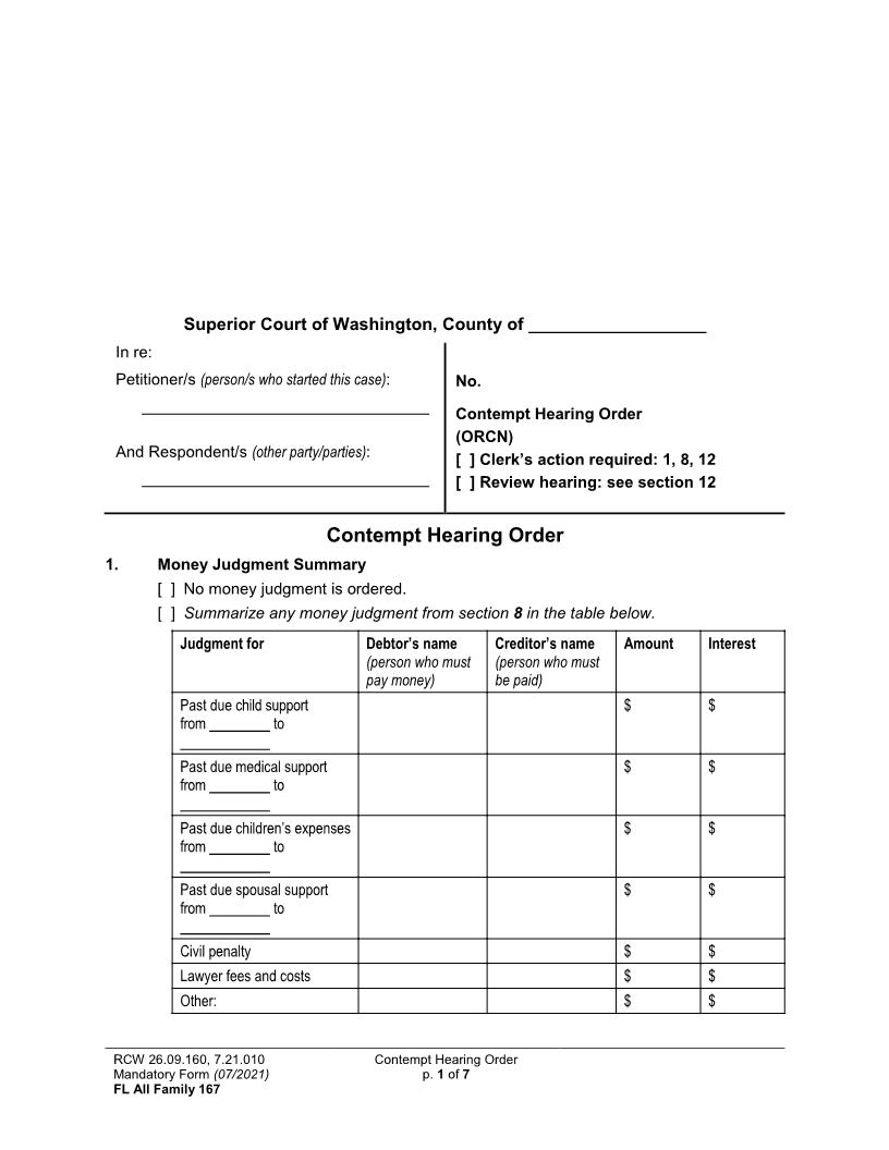 Contempt Hearing Order {167} | Pdf Fpdf Doc Docx | Washington