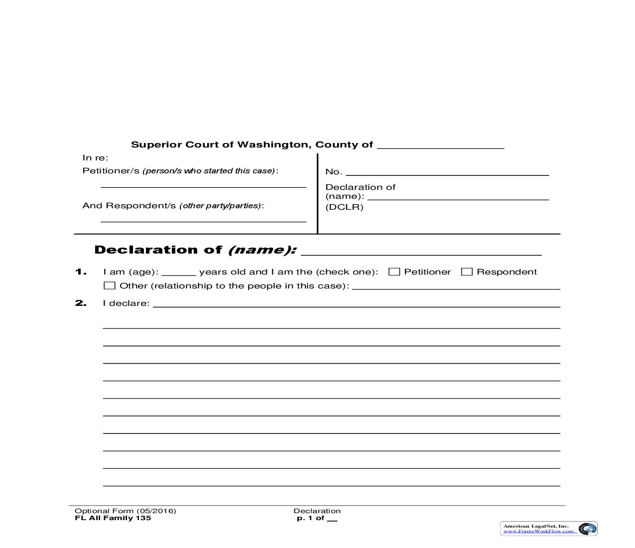 Declaration {135} | Pdf Fpdf Doc Docx | Washington