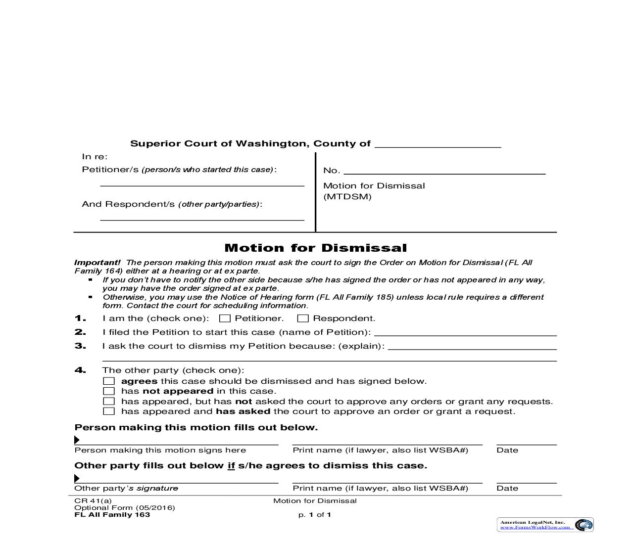 Motion For Dismissal {163} | Pdf Fpdf Doc Docx | Washington