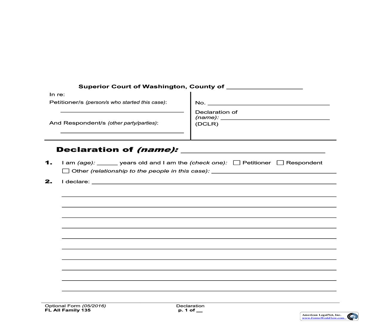 Declaration {135} | Pdf Fpdf Doc Docx | Washington