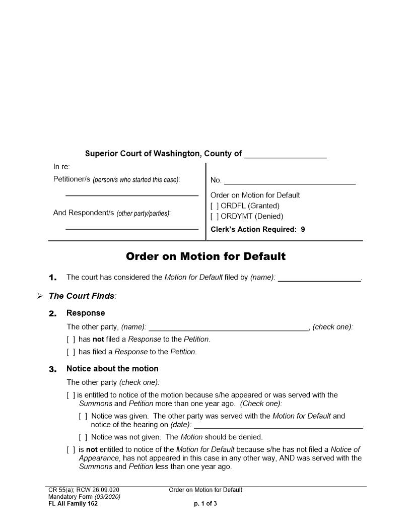 Order On Motion For Default {162} | Pdf Fpdf Docx | Washington