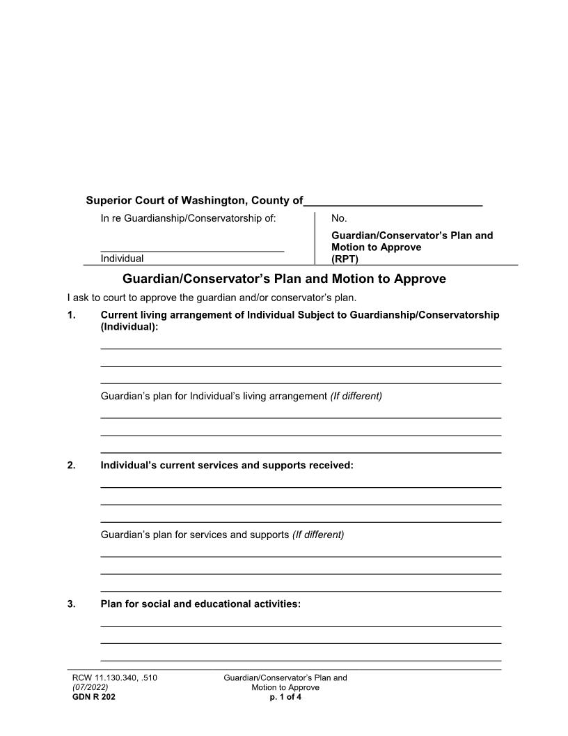 Guardian Conservators Plan {GDN R 202} | Pdf Fpdf Docx | Washington