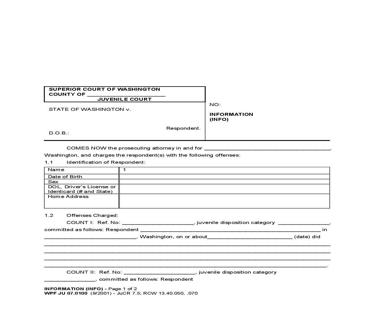 Information (Form) {JU 07.0100} | Pdf Fpdf Doc Docx | Washington