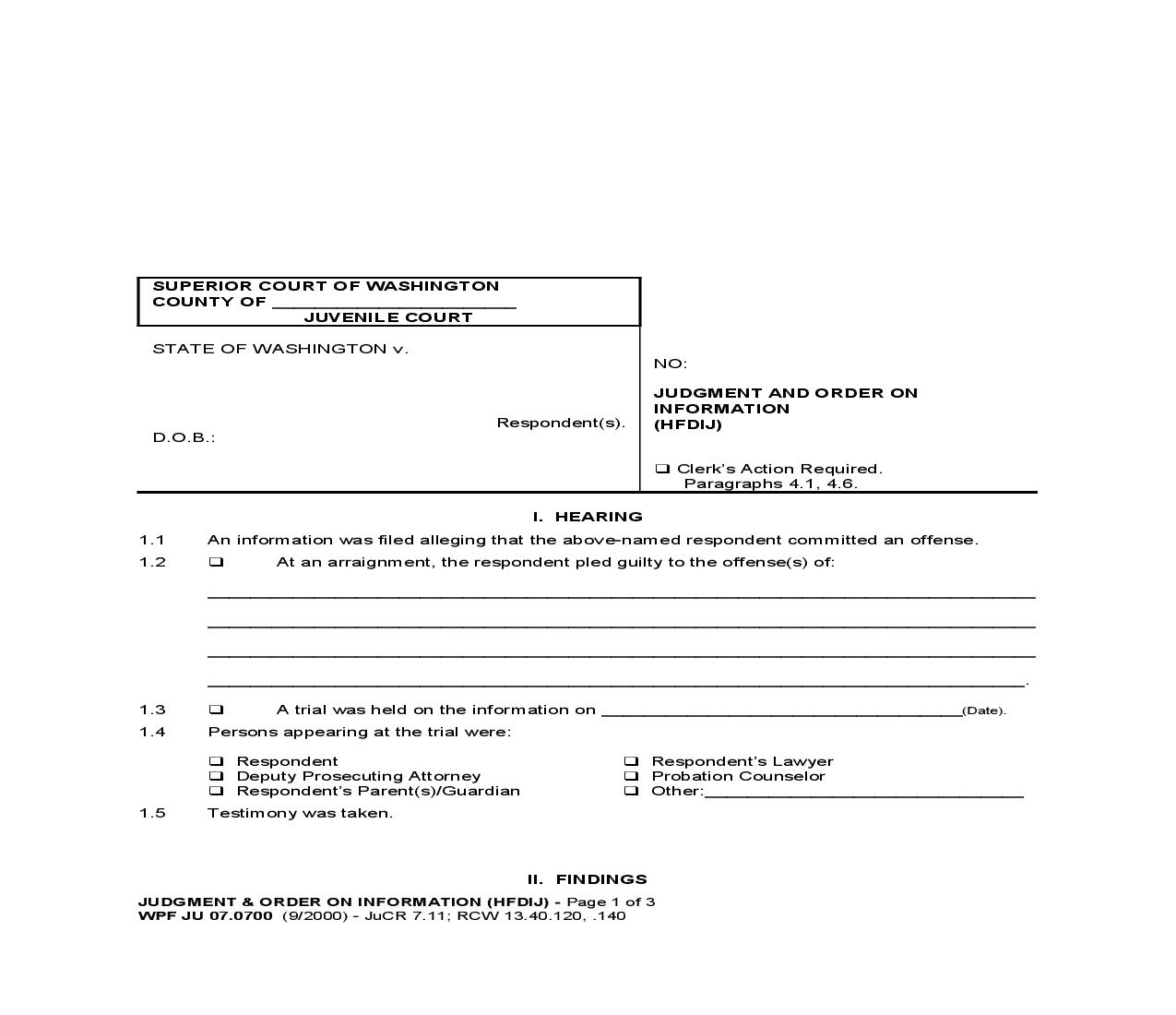 Judgment And Order On Information {JU 07.0700} | Pdf Fpdf Doc Docx | Washington