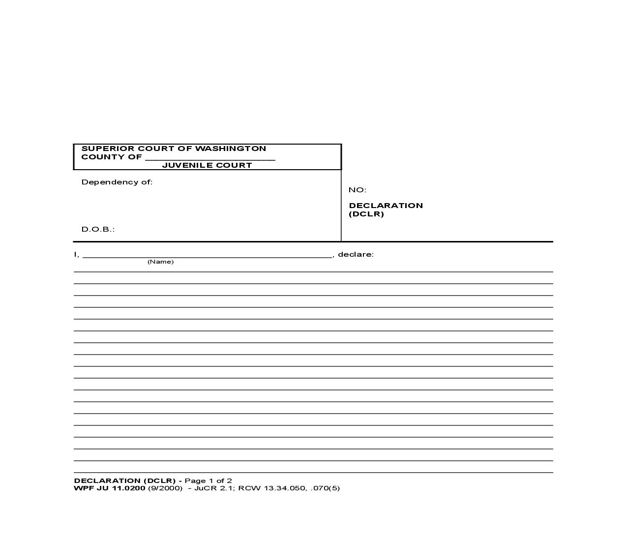 Declaration {JU 11.0200} | Pdf Fpdf Doc Docx | Washington