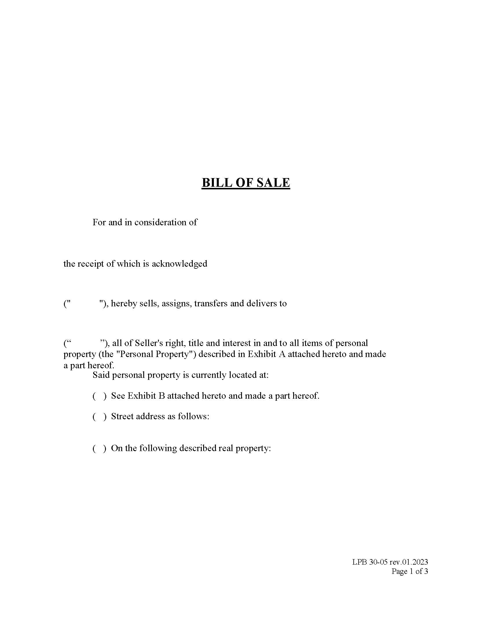 Bill Of Sale {LPB 30-05} | Pdf Fpdf Doc Docx | Washington