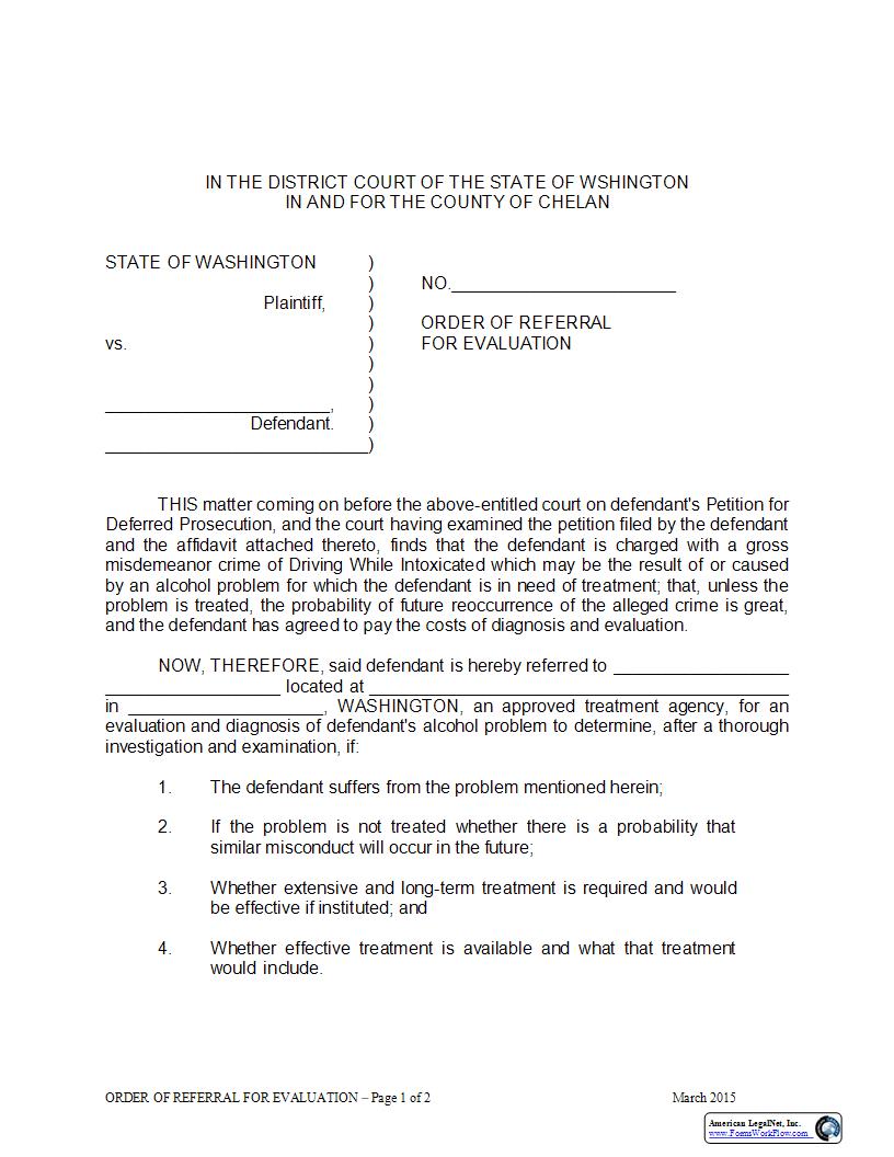 Order For Referral For Evaluation | Pdf Fpdf Docx | Washington