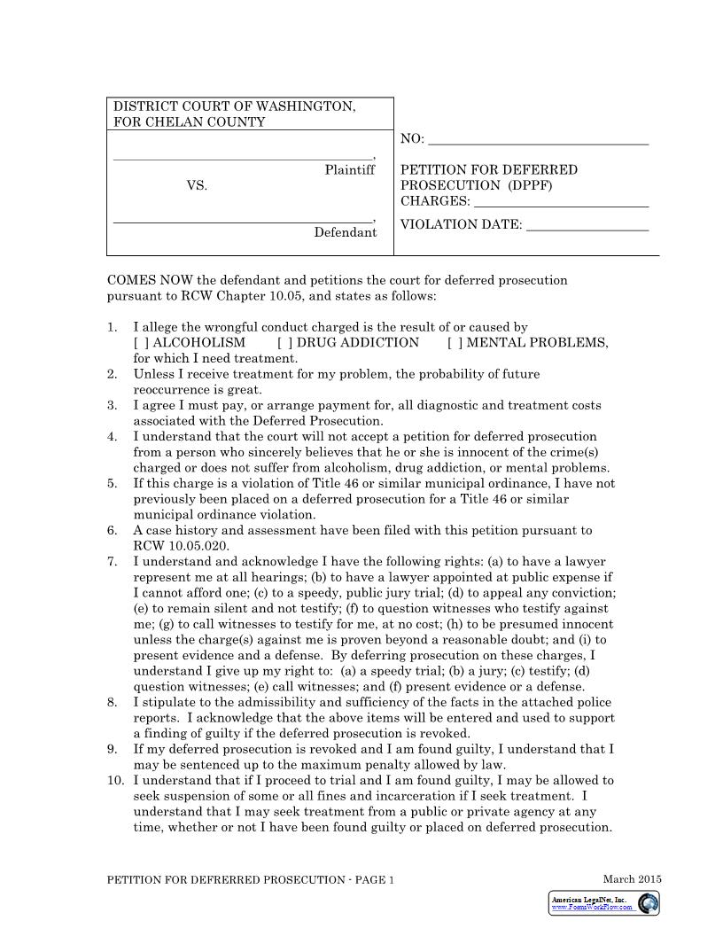 Petition For Deferred Prosectution | Pdf Fpdf Docx | Washington
