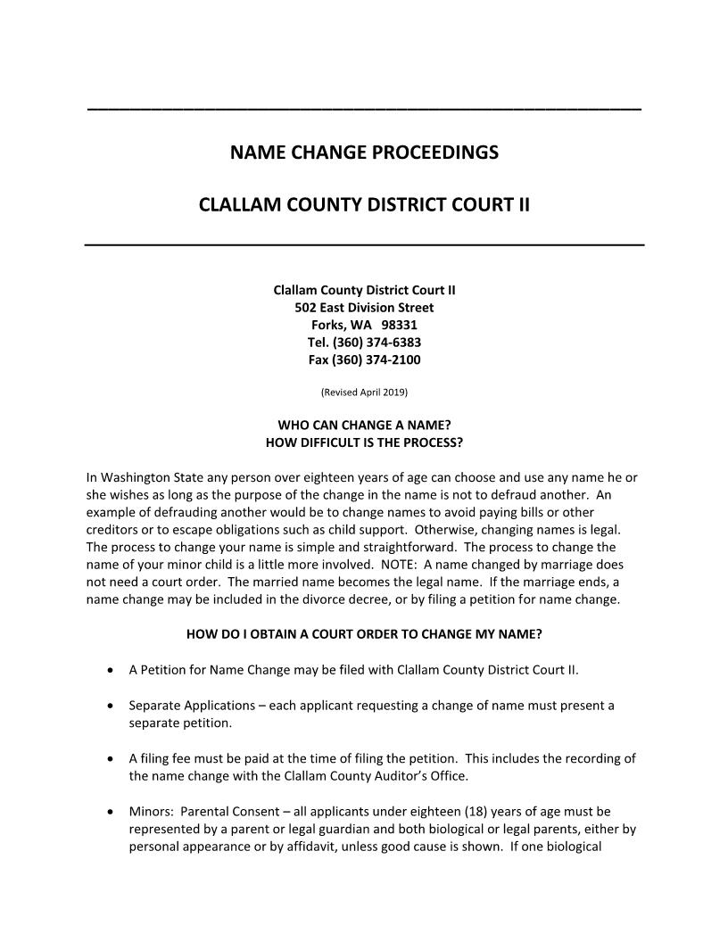 Petition For Change Of Name Adult Petitioner | Pdf Fpdf Doc Docx | Washington