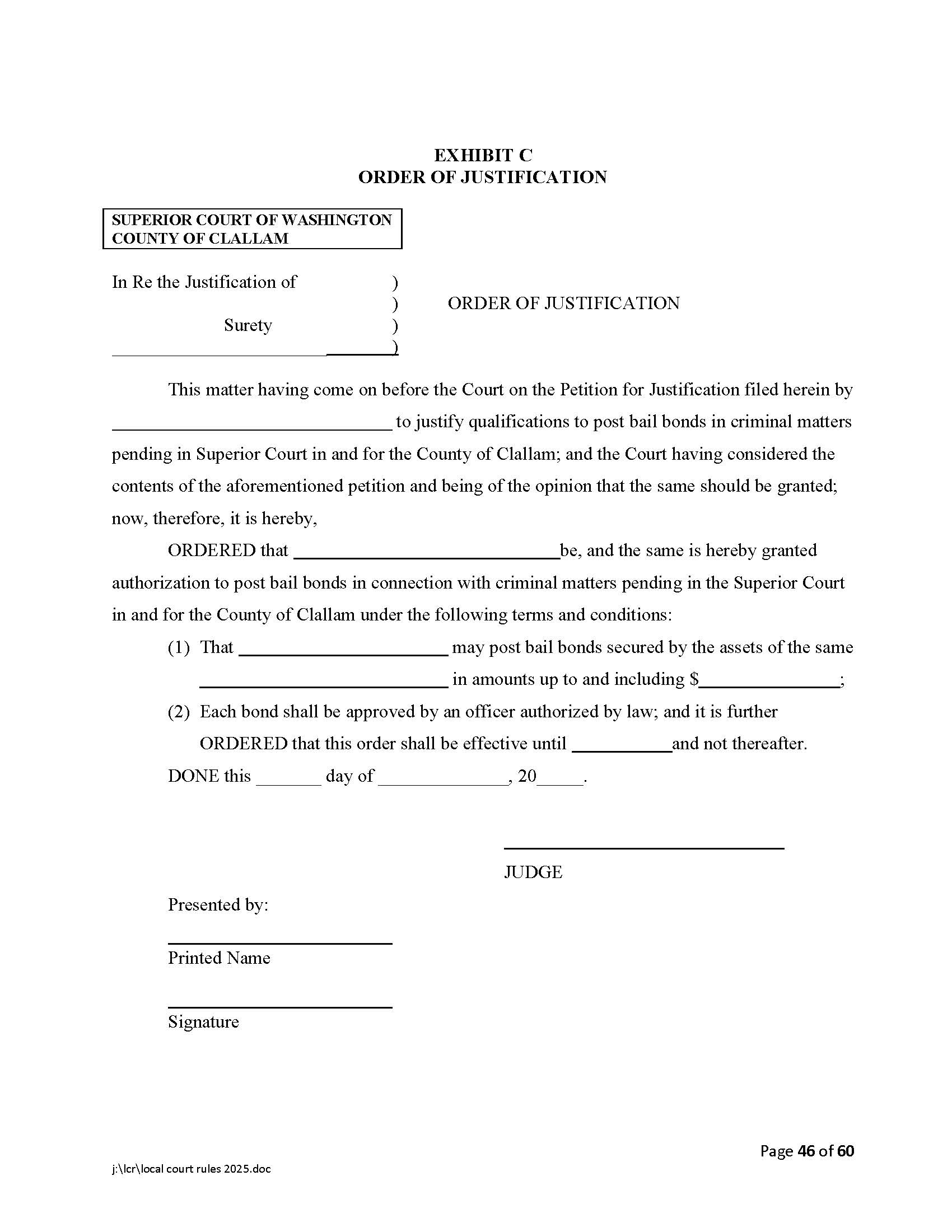 Order Of Justification {Exhibit D} | Pdf Fpdf Doc Docx | Washington