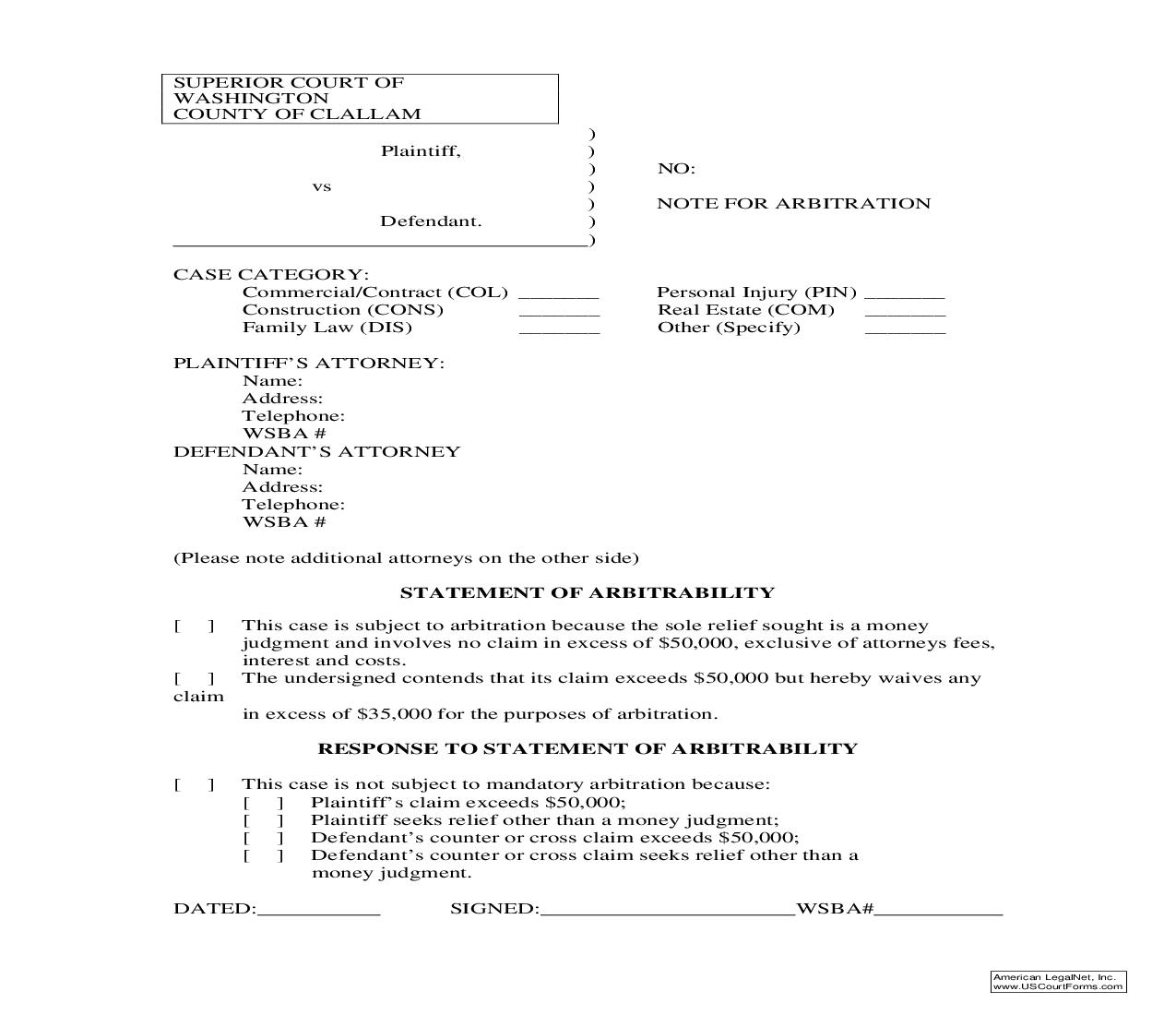 Note For Arbitration | Pdf Fpdf Doc Docx | Washington