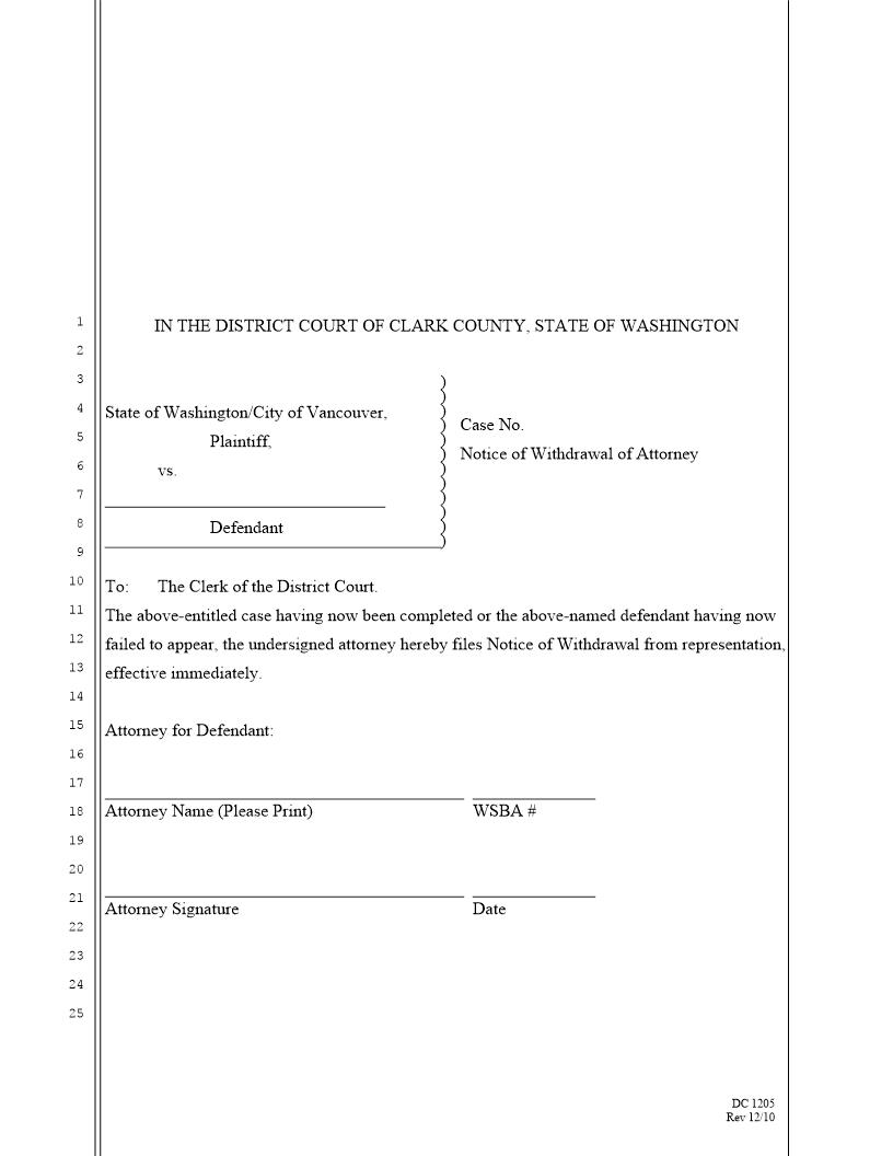 Notice Of Withdrawal Of Attorney | Pdf Fpdf Docx | Washington