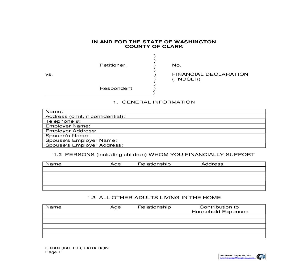 Financial Declaration |  | Washington