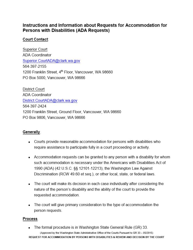 Request For Reasonable Accommodation | Pdf Fpdf Docx | Washington
