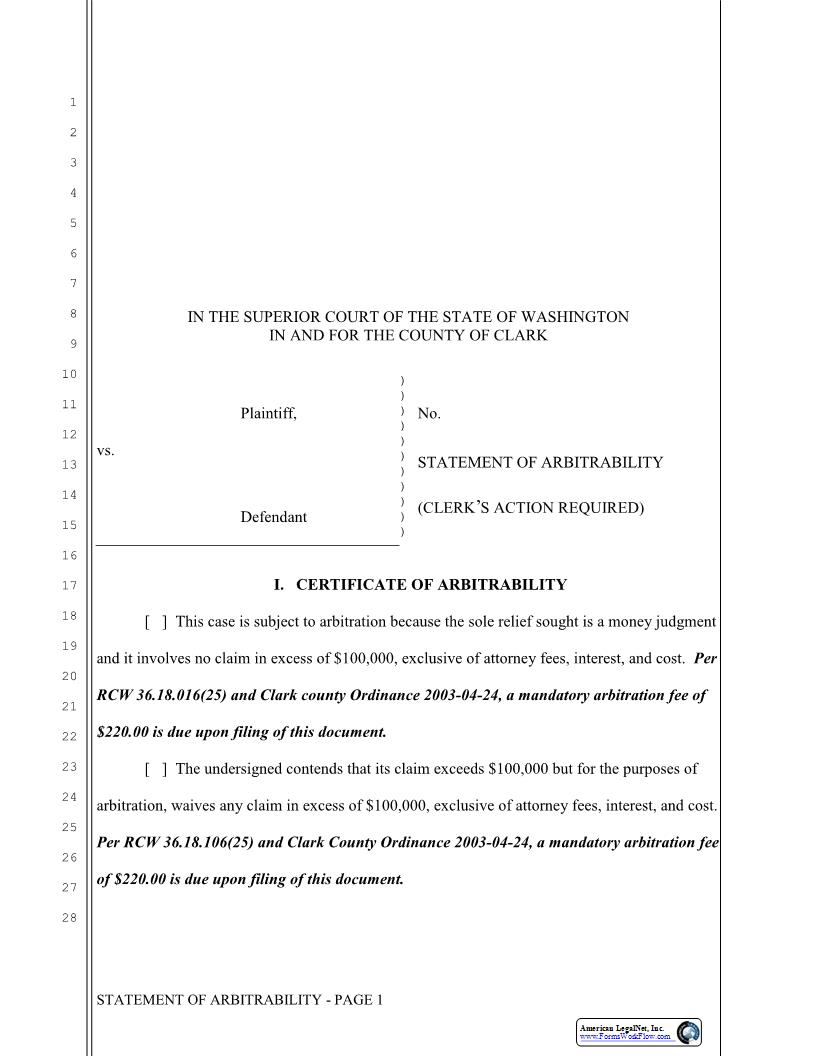 Statement Of Arbitrability | Pdf Fpdf Docx | Washington