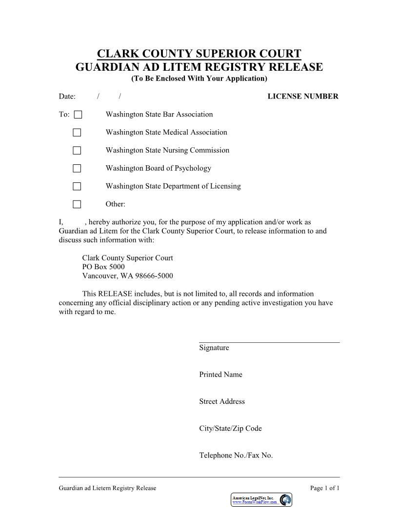 Guardian Ad Litem Registry Release | Pdf Fpdf Docx | Washington