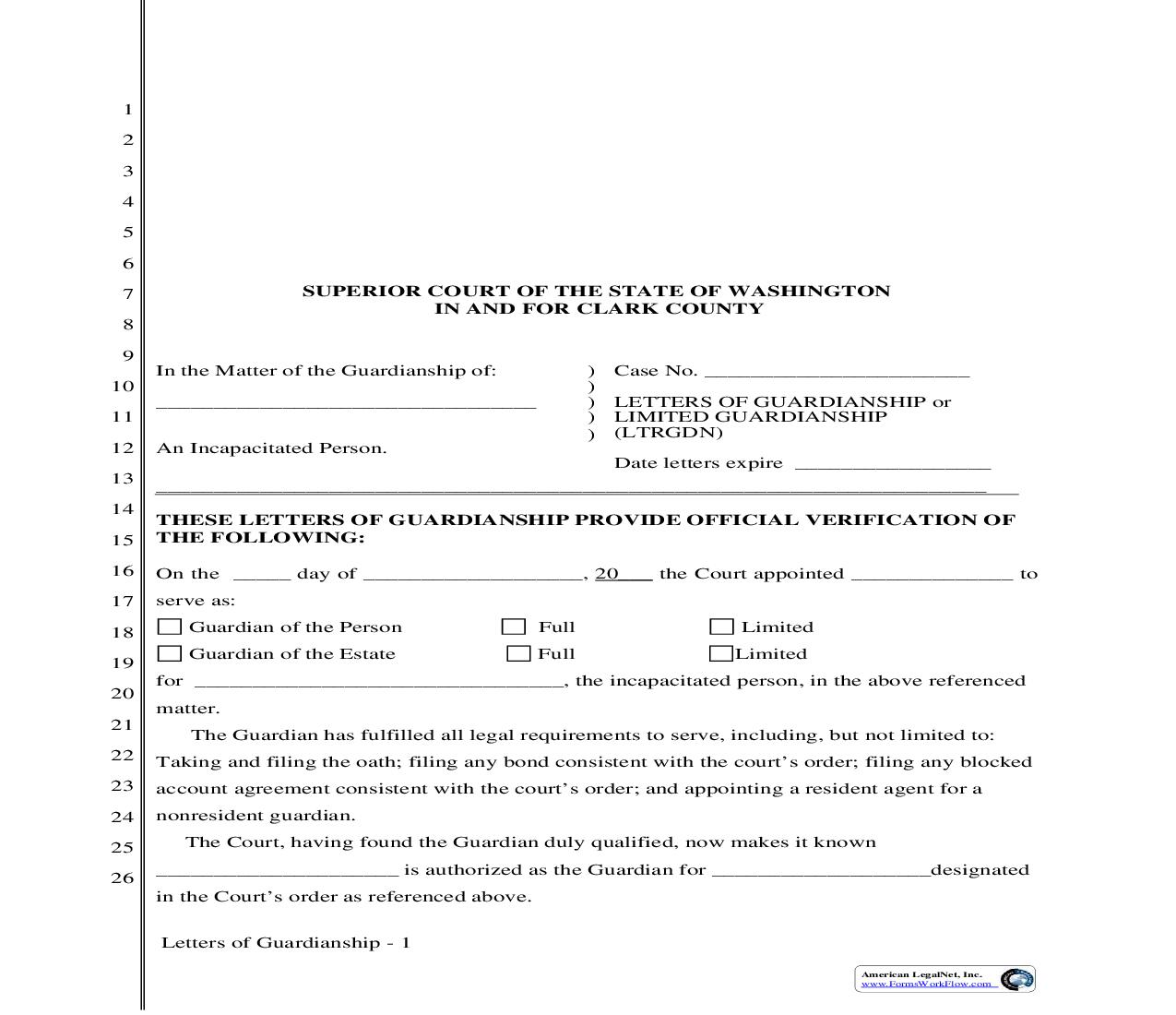 Letters Of Guardianship Or Limited Guardianship | Pdf Fpdf Doc Docx | Washington