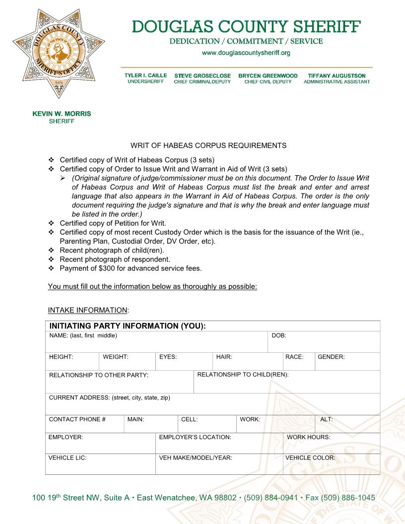 Habeas Corpus Requirements | Pdf Fpdf Docx | Washington