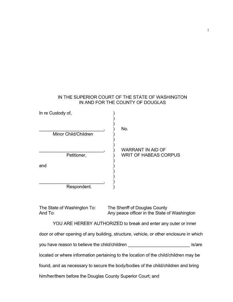 Warrant In Aid Of Writ Of Habeas Corpus | Pdf Fpdf Doc Docx | Washington