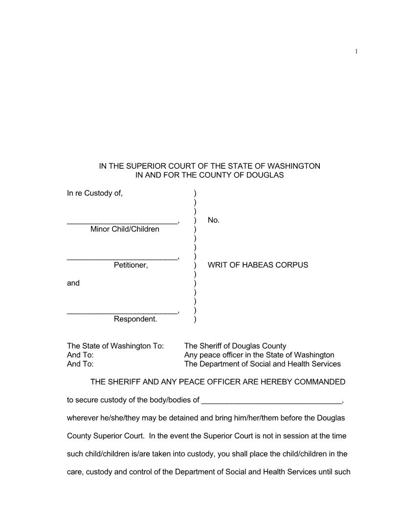 Writ Of Habeas Corpus | Pdf Fpdf Doc Docx | Washington