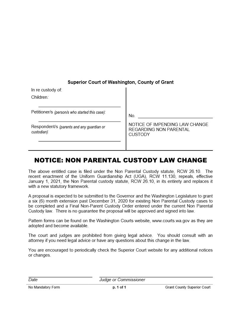 Non Parental Notice | Pdf Fpdf Docx | Washington