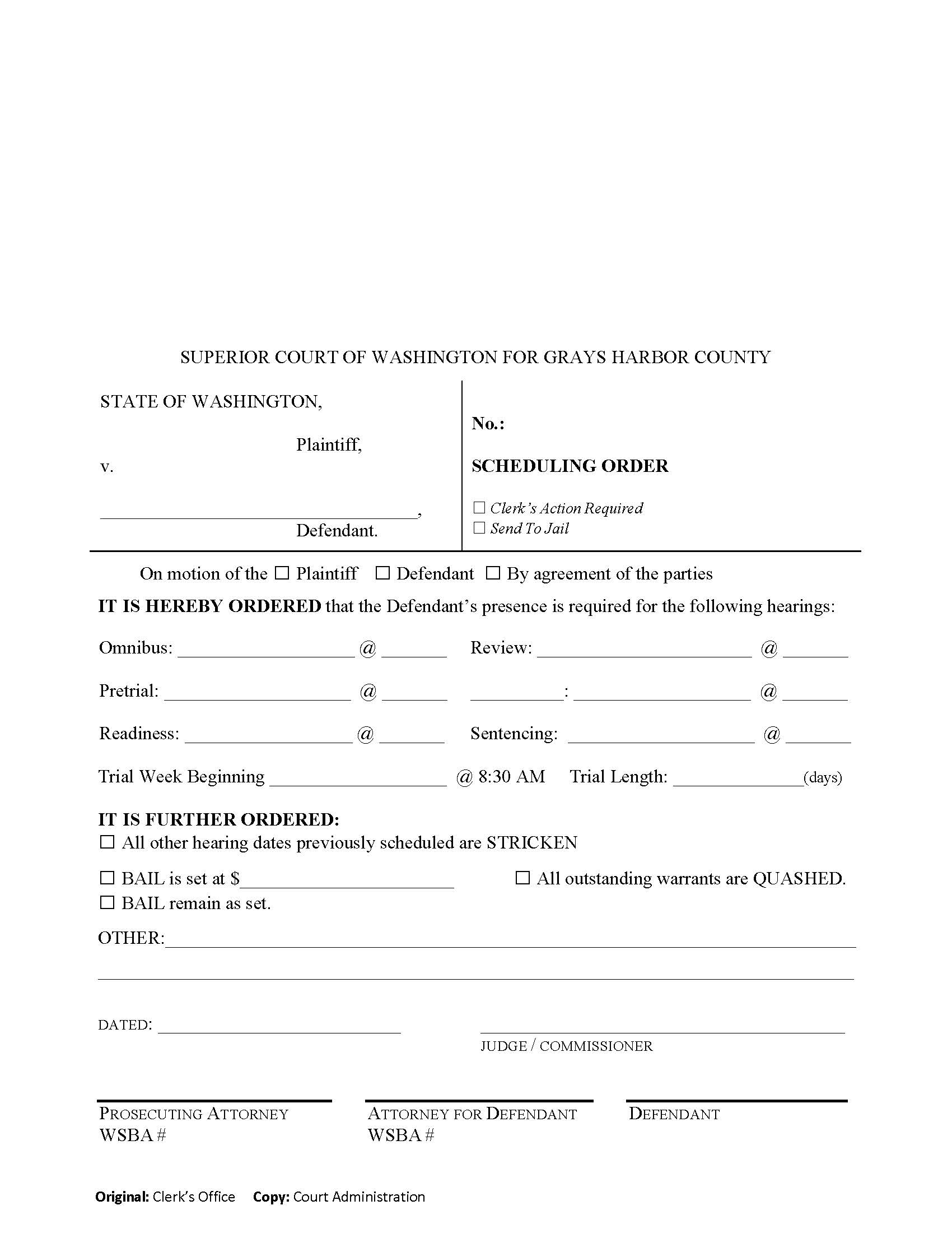 Scheduling Order | Pdf Fpdf Docx | Washington