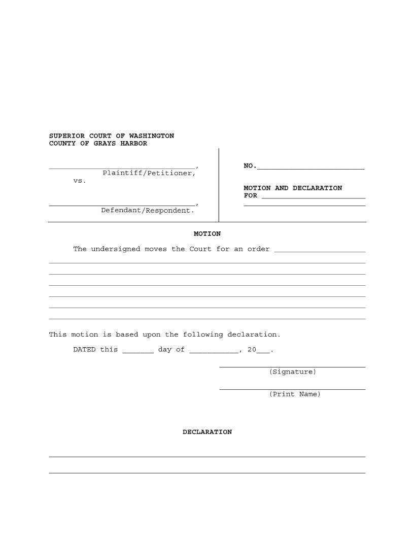 Motion And Declaration | Pdf Fpdf Docx | Washington
