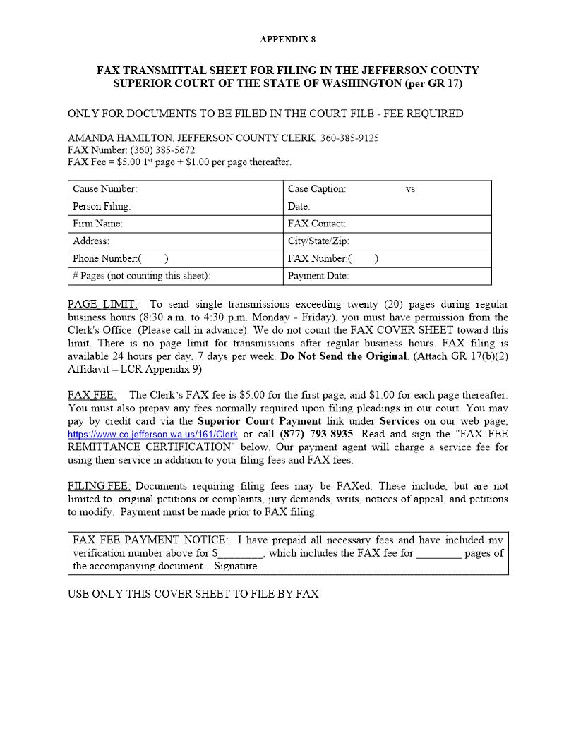 Fax Transmittal Sheet | Pdf Fpdf Doc Docx | Washington