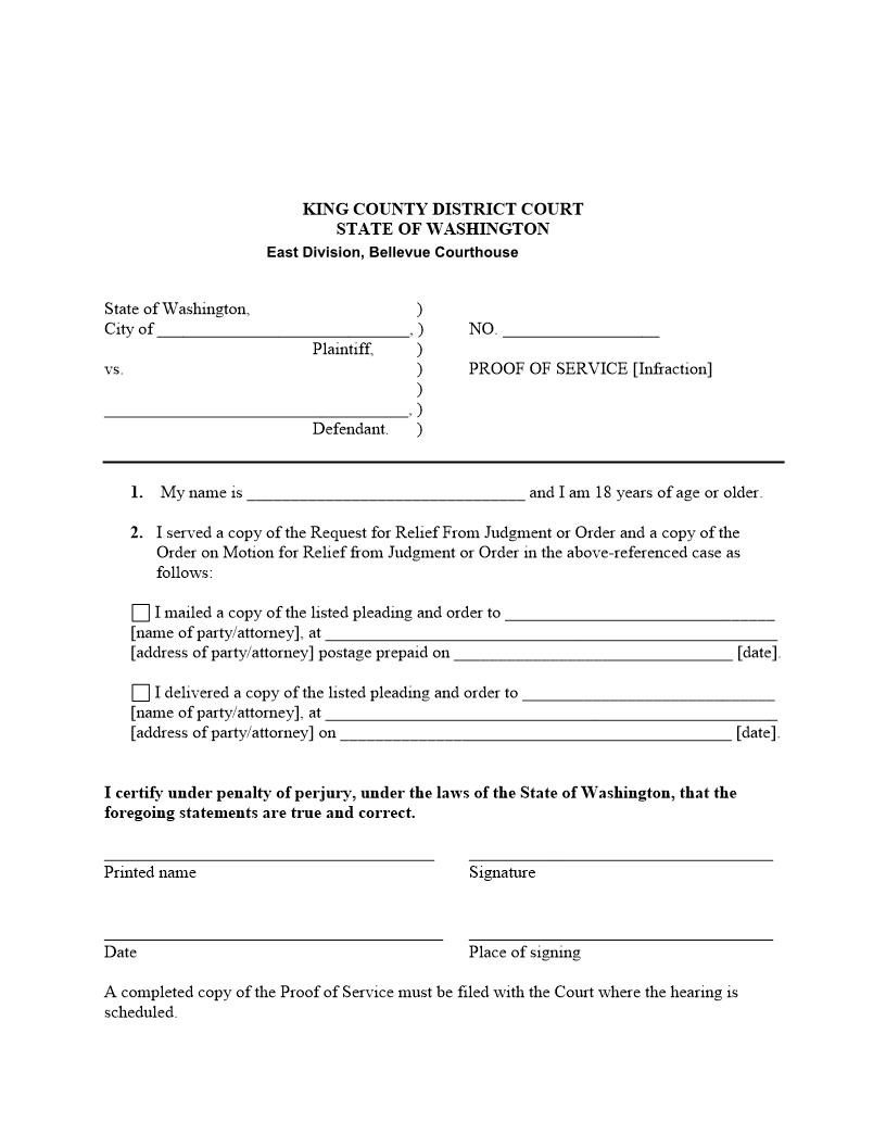 Proof Of Service | Pdf Fpdf Docx | Washington