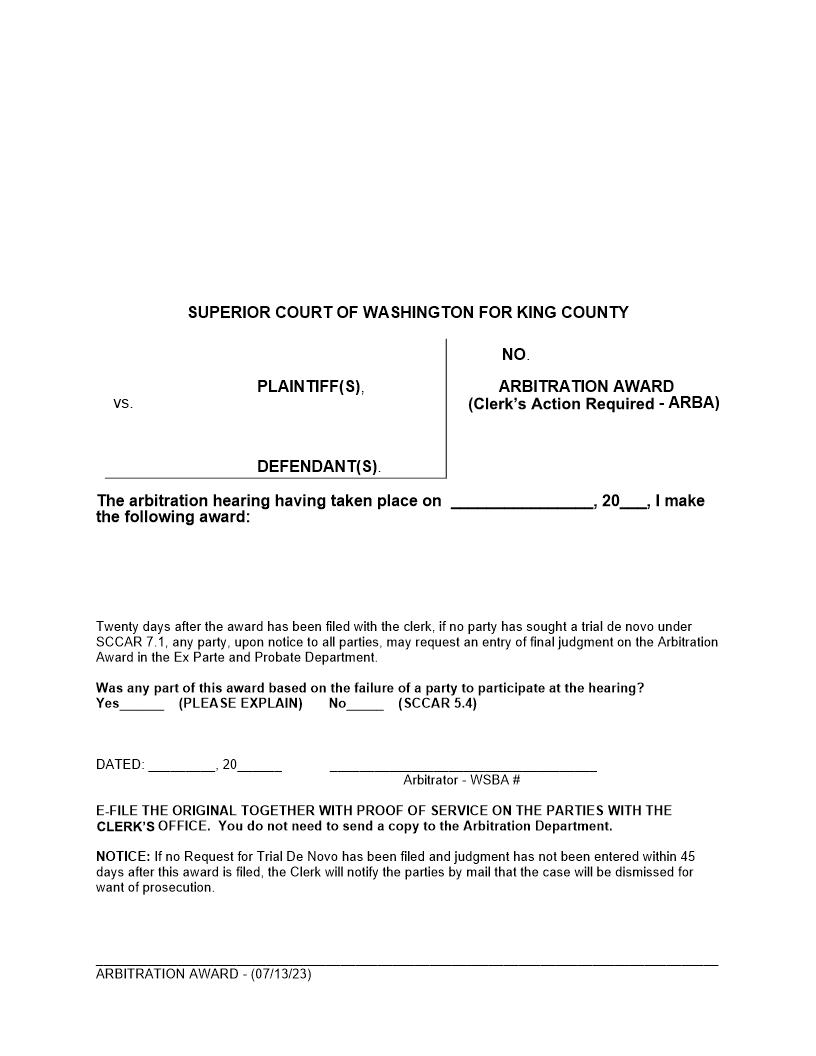 Arbitration Award | Pdf Fpdf Doc Docx | Washington