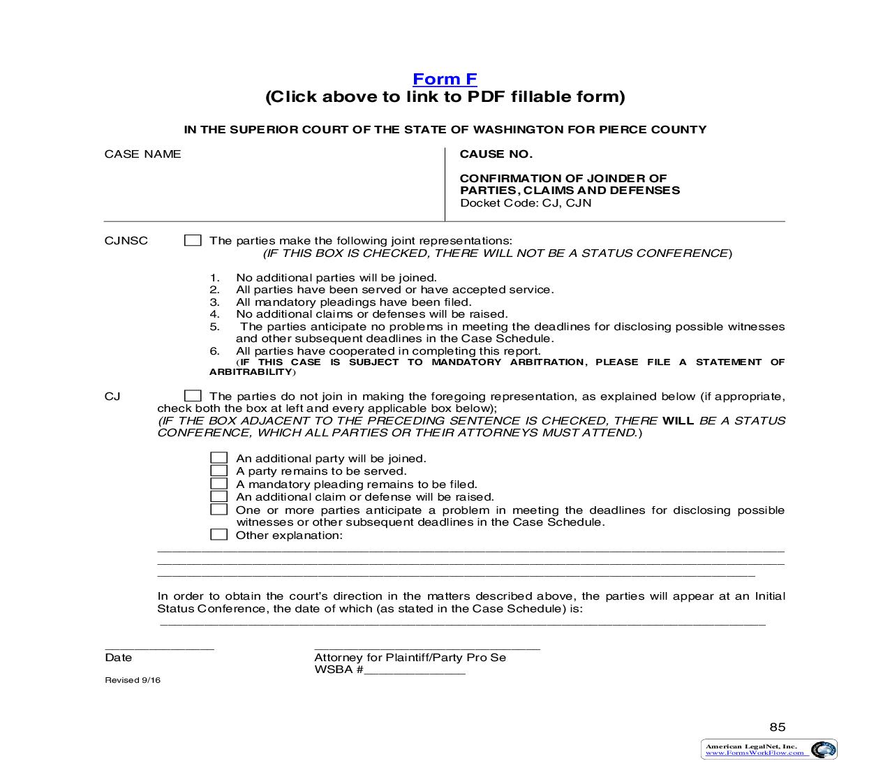 Confirmation Of Joinder Of Parties Claims And Defenses | Pdf Fpdf Doc Docx | Washington