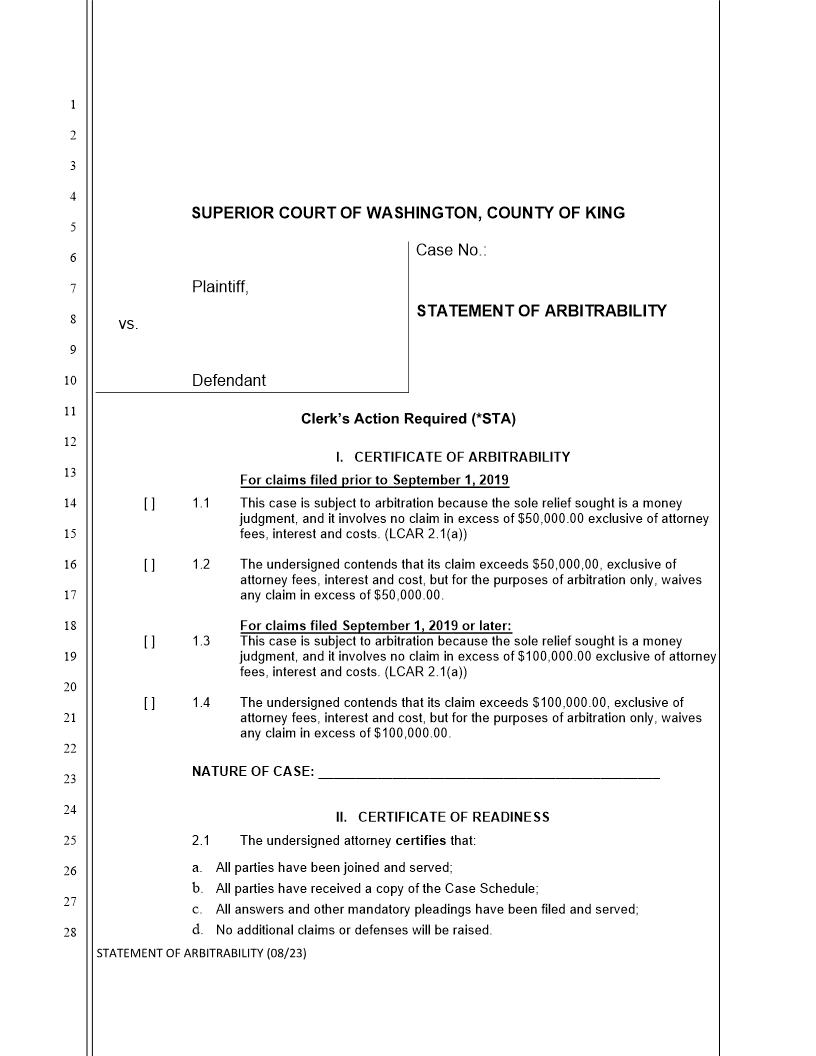 Statement Of Arbitrability | Pdf Fpdf Doc Docx | Washington