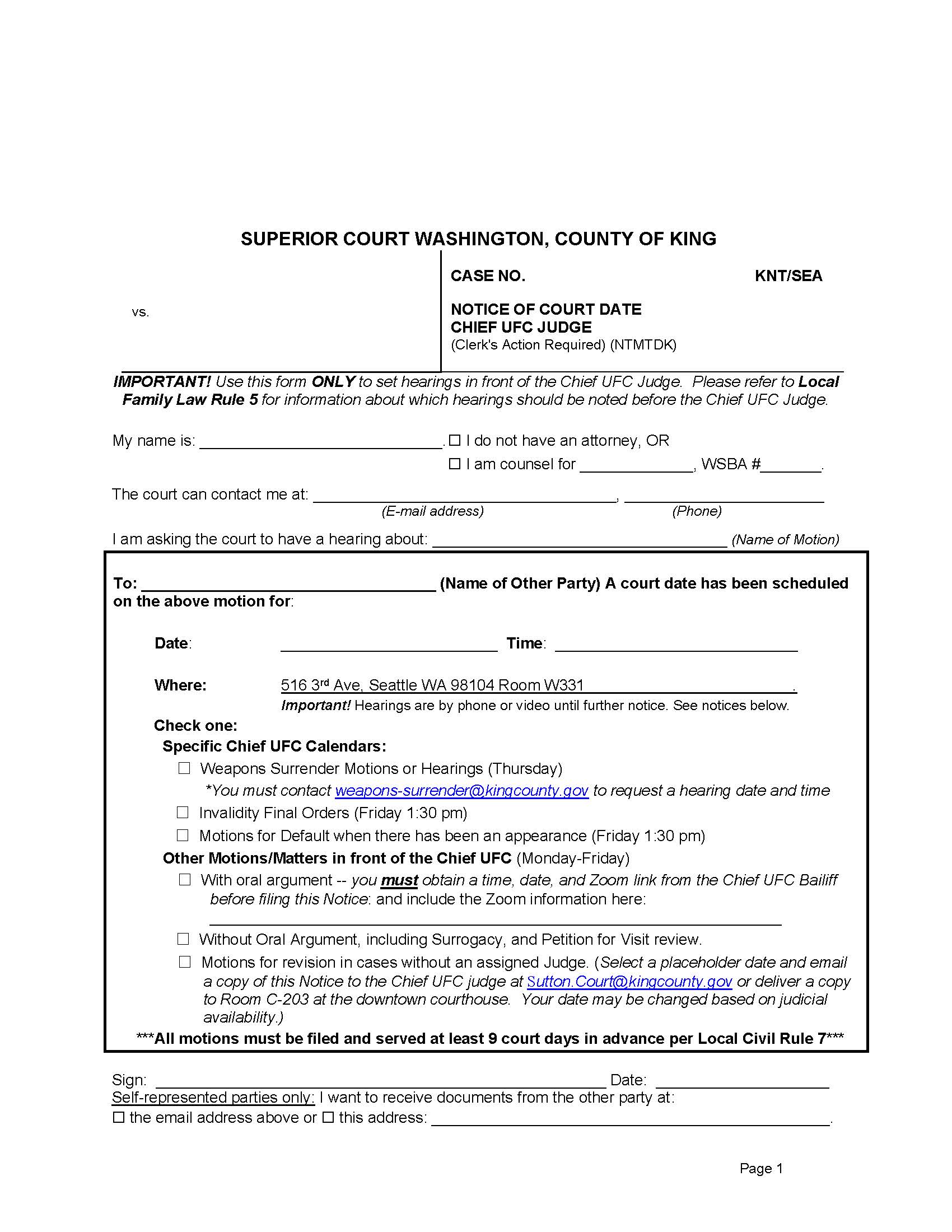 Notice Of Court Date-Family Law-Chief UFC Judge | Pdf Fpdf Docx | Washington